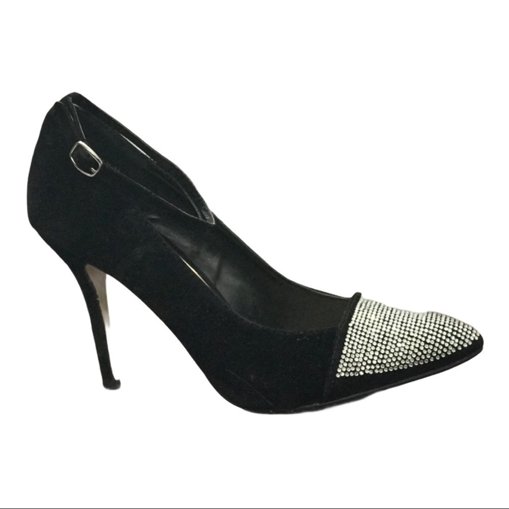 Anne Michelle black seude rhinestone shoe - Picture 7 of 9